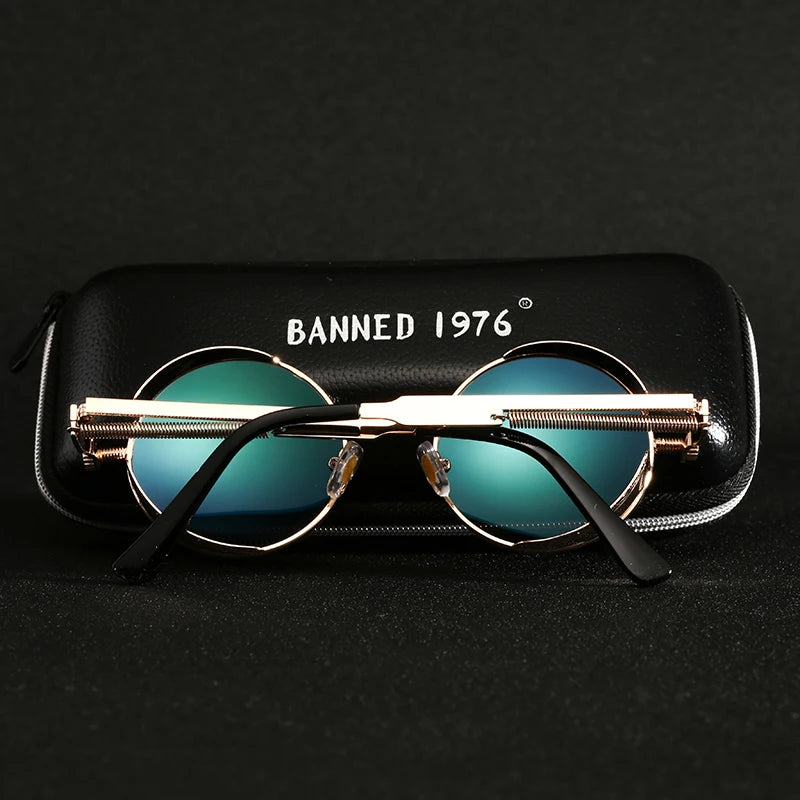 2020 Retro Round Metal HD Polarized Punk Steampunk Sunglasses For Women Men,