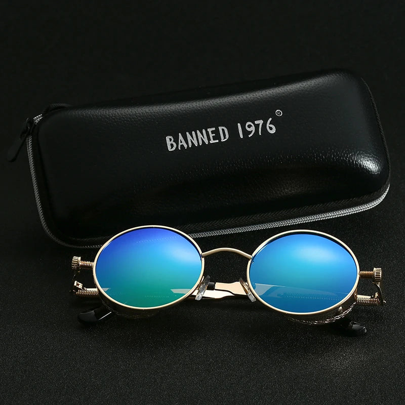 2020 Retro Round Metal HD Polarized Punk Steampunk Sunglasses For Women Men,